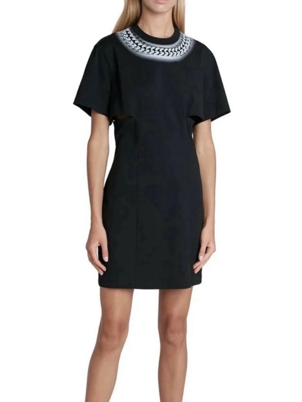 Givenchy Black Mini Dress with decorational Silver Embellished Collar large.